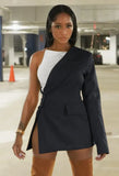 Sexy Patch One Shoulder Split Blazer