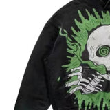 street goth men fashion hooded skull print sweatshirt autumn and winter Harajuku retro Y2K couple hooded top-Outfit