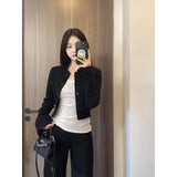 Scented Black Short Jacket Jacket Women Spring, Autumn And Winter Small Man Body And Cool And Chic
