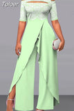 Women Summer Jumpsuit Elegant Short Sleeve Loose Casual One Piece Wide Legs Pants Rompers Streetwear Office Lady 703-1-Outfit