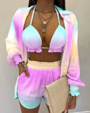 Independent Station New Popular Style Sexy Summer Solid Color Printing 3-Piece Suit Girl-Outfit