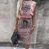 Set With Skirt Solid Slim Ladies Skirts Suit Sleeveless Sweatshirt Crop Tops And Split Lace Up Bottom 2021 Summer