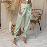 Autumn Lace Up Pencil Pants Sexy High Waist Pants Casual Pockets Zipper Trousers Women Office Lady Pants Street