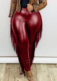 Plus Size Tassels Tight Leather