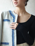 Autumn Winter Low Neck Undercoat Women's Spring Autumn Top Long sleeve Slim fit inside and outside-Outfit