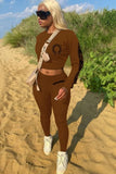 Casual Print Fitted Crop Top and Pants