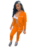 Label 2 piece outfits Women sweatsuit striped sets Zip Top Leggings sweatpants jogger fall clothes Wholesale