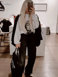Woman Print Grey Sweatshirt For Women Tops Designer luxury Long Sleeve Winter Autumn Sweatshirt O-neck Pullovers Tops-Outfit