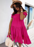 Off Shoulder Ruffles Islander Smock