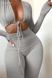 Summer Winter Sexy Black Womens Jumpsuit 2023 White Black Bandage Long Sleeve Bodycon Jumpsuits One Piece Outfits