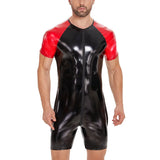 Toloer Men's PVC Bright Leather Onesie Sexy Slim Leather Clothing No Odor Size Accurate-Outfit