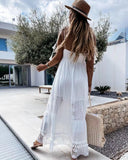 Women's Dress Casual Lace Splicing Sleeveless Long