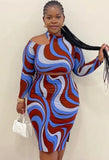 Plus Size Print Crop Top and Midi Skirt