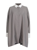 Temperament 2025 Autumn And Winter New Fashion Collar Bump Color Thin Splicing Button Long French Top Woman