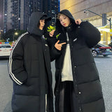 2024 Autumn College Wind Loose Casual Female Long Thickened Lovers Over The Knee Korean All-Match Winter Coat Black-Outfit