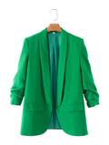New Pleated Sleeve Sag Urban Leisure Candy Color Women's Suit Coat-Outfit