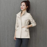 Windbreaker 2021 Autumn New Korean Wild Stand-Collar Short Jacket Female Student Windbreaker Coat Lining Plus Size