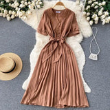 Women Summer Midi Dress 2022 Sweet Elegant Woman Party Dresses V Neck Puff Sleeve Sundress Vestidos Robe Female