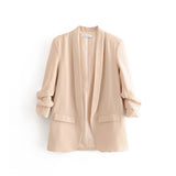 New Pleated Sleeve Sag Urban Leisure Candy Color Women's Suit Coat-Outfit