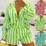 Autumn And Winter Burst Shirt Long-Sleeved Shorts Commuting Two Sets For