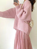 Women's Bat Sleeve V-Neck Oversized Sweater Thick Cardigan Autumn Winter 2022 New Knit