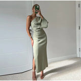 Summer Women's Slanted Single Shoulder Silk Twisted Ink Textured Repair
