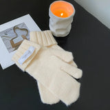 And Winter Solid Color Can Touch Exposed Finger Warm Wool Knitted