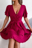 Waist Flutter Sleeve Ruffled