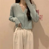 Women's Thin Outer Summer 2025 New Long-Sleeved V-Neck Coat Sunscreen Short Knitted Early Autumn Coat