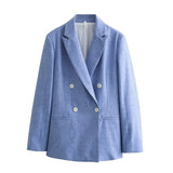 Spring Style Shoulder Padded Double-Breasted Suit 2754132 Pleated Trousers 2757132-Outfit