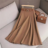 Women's Spring And Autumn Solid Color Casual Bvy Skirt With