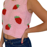 Argyle Plaid Y2k Tank Top Women Fashion Knitted Sweater Undershirt 90S Knitwear Autumn Basic
