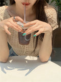 New Pure Style Short Sleeve Retro Strapped With Cardigan Sweet Cool Hottie Knitted