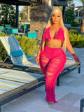 Knitted Cut Out Fringe Pants and Bikini Top 2 Piece Sets Womens Sexy Summer Beach Vacation Outfits 2023