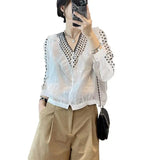Solid Color Ruffles Spliced Shirt Spring Autumn Long Sleeve Women's Clothing Single-breasted Casual Loose V-Neck