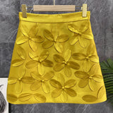 Solid Slim Skirt For Women High Waist Patchwork Appliques Floral Mini Skirts Female Summer Clothes Fashion New