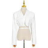 Irregular Elegant Blazer For Women Notched Long Sleeves Lace Up Bowknot Blazers Female 2022 Spring Fashion