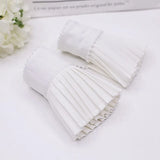 Beading Cuff For Women Ruffles Pleated White Hidden Breasted Cuffs Spring Female Vintage