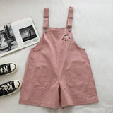 Colors Playsuits Women Solid Summer Straight Peach Embroidery All-match Korean Style Female Kawaii Casual Lady Rompers
