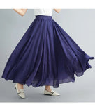 Women's Literature And Art Large Cotton Tamples Skirt Tight Waist A-Shaped Skirt Long Solid National Style Skirt 24