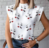Simple Lip Pattern Collar Lady Shirt Tsets Commuting Short-Sleeved Tops
