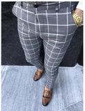 New Men's Casual Dating Men's Lattice Solid Nine-Point