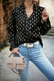 Loose Shirt Blouse Women Spring Autumn Fashion V-neck Rufles Sleeve Shirts For Women 2023 White Hot Stamping Top Femme-Outfit