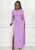 Formal Cut Out Side Slit Keyhole O-Neck Long Party