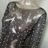 Summer Explosion Women's Bubble Beads Drill Mesh Perspective Long