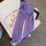 Purple Spring And Autumn High Waist Women! Purple Acetic Acid Wide-Legged Trousers New Spring Style 2023 Fashionable Foreign Style Trousers-Outfit