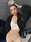 Furry Jackets Turn Down Collar Zipper Soft Women's Winter Autumn Thick Fashion Warm Crop Coats Streetwear Outwear