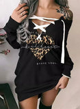Print Lace-Up Long Sleeve Shirt