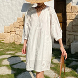 And Summer 2025 New Three-Dimensional Embroidery South French Holiday White Dress Women's Summer Women's