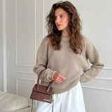 O-neck Long Sleeve Knitted Sweaters Women Solid Elegant Sweater Pullovers 2022 Office Female Fashion Casual Tops